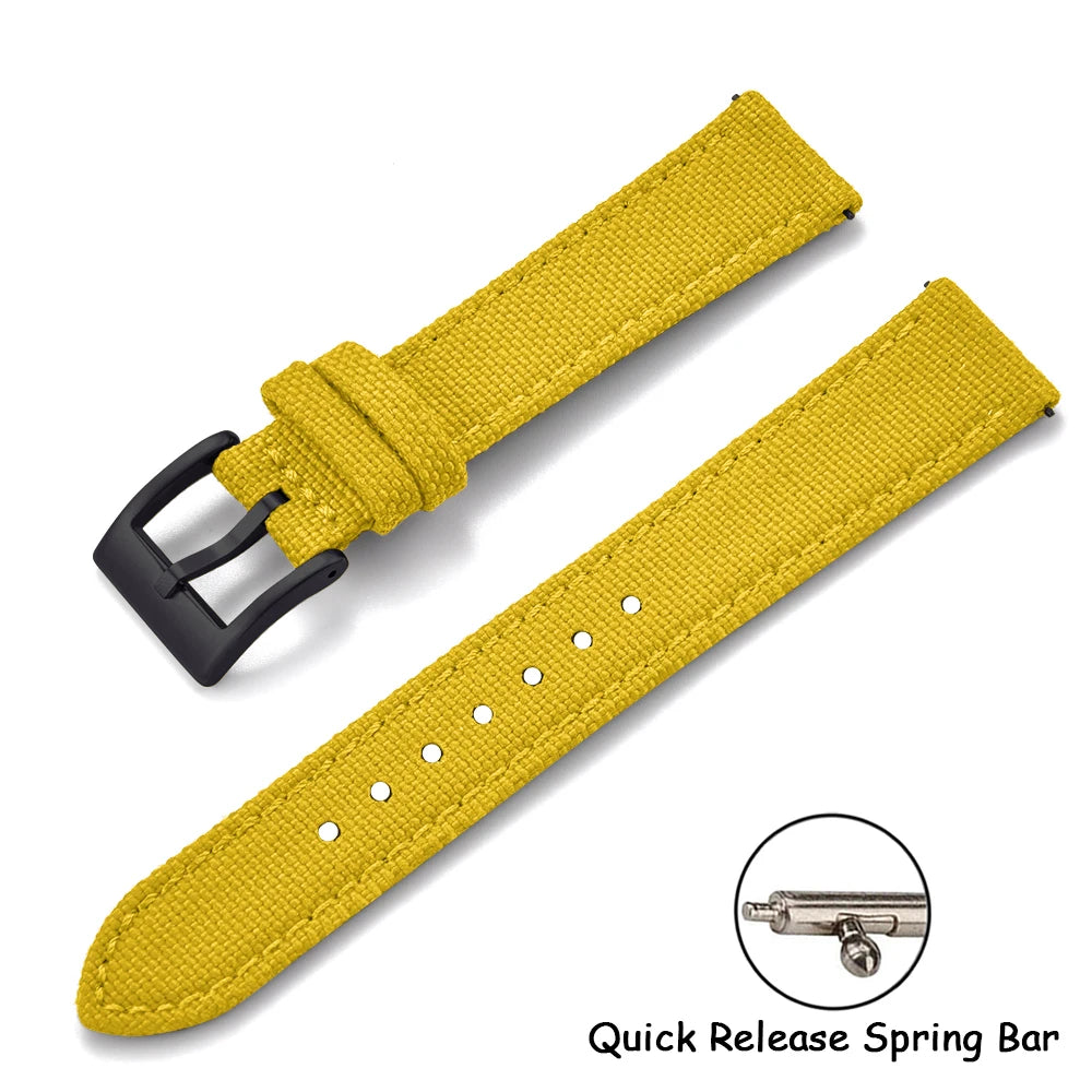 Sailcloth Leather Watch Strap – 18-22mm Quick Release