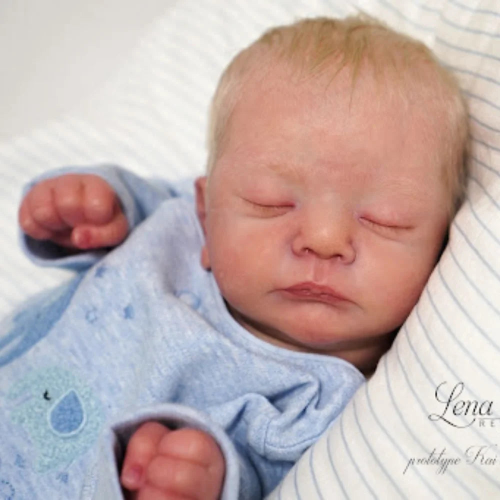 19″ Kai Painted Vinyl Reborn Baby Doll – Sleeping with Visible Veins & Cloth Body