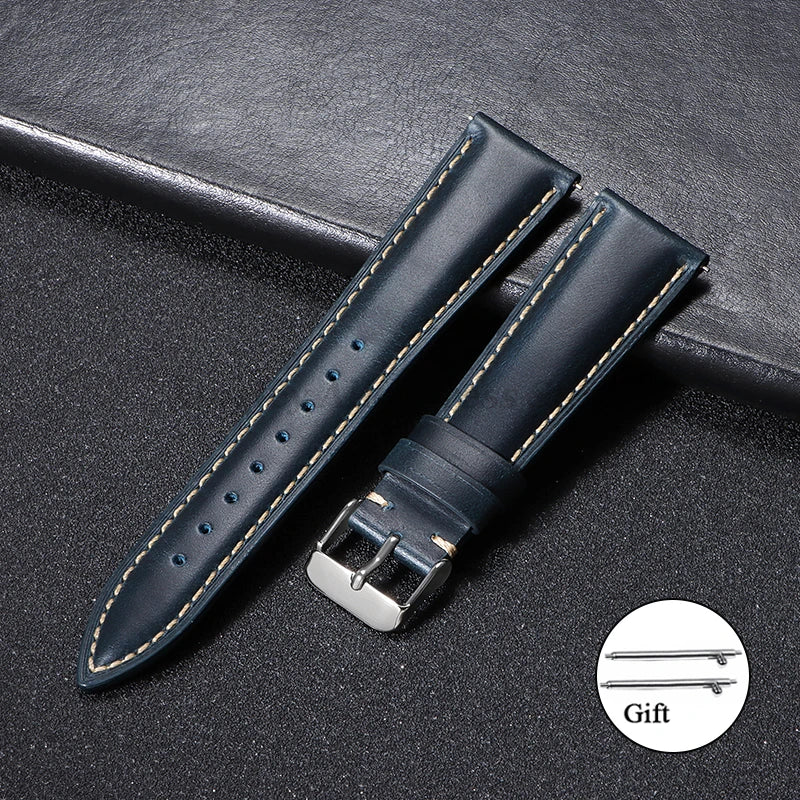 Vintage Oil Wax Leather Watch Strap – Brown Cowhide (18-22mm)