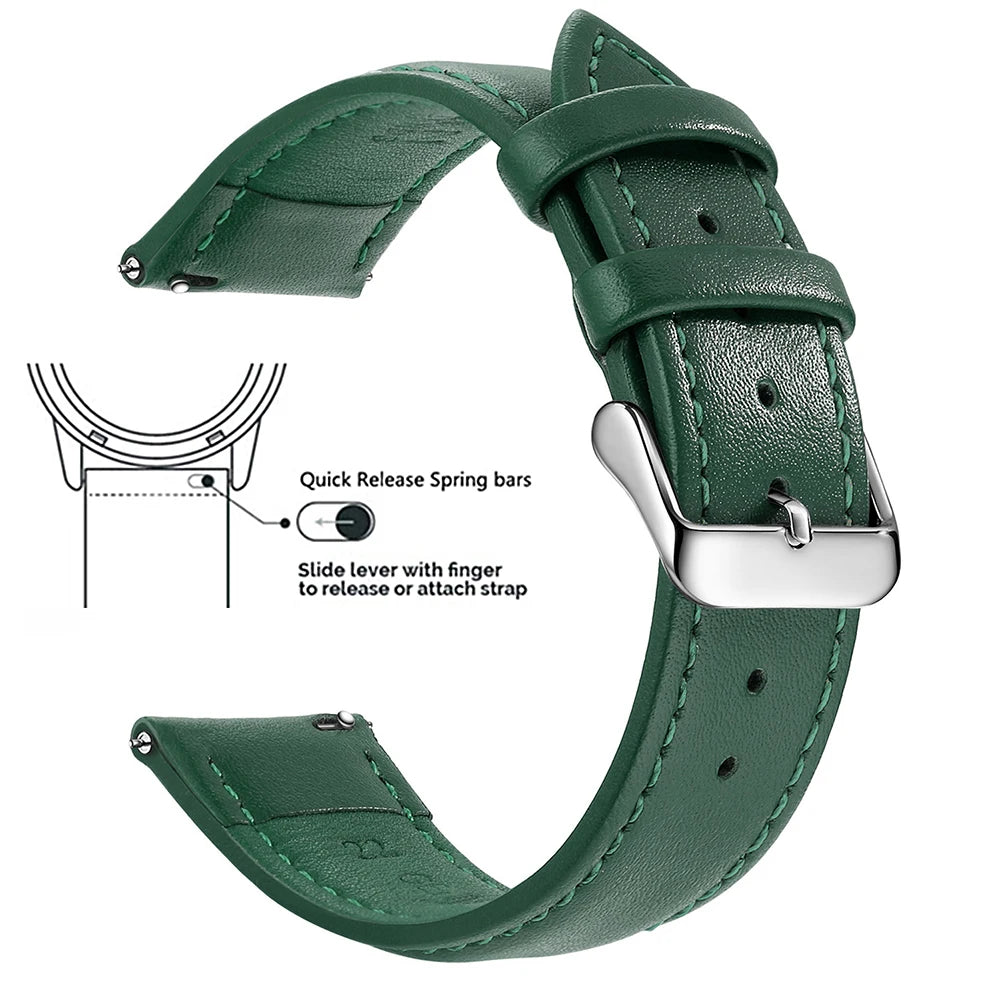 Top Grain Genuine Leather Watch Strap – 12–24mm, Quick Release