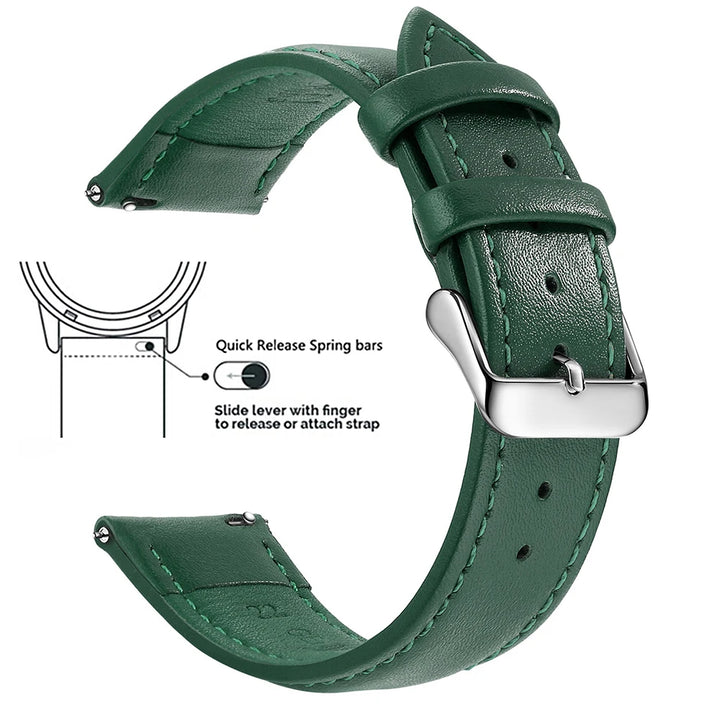 Top Grain Genuine Leather Watch Strap – 12–24mm, Quick Release