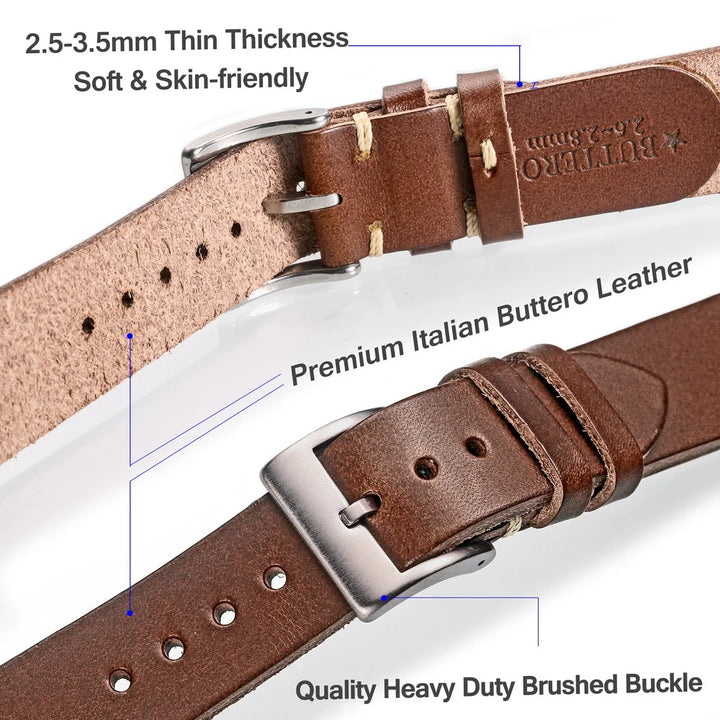 HEMSUT Italian Buttero Leather Watch Strap – 18–22mm Quick Release
