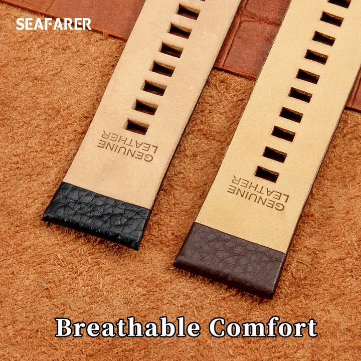 Genuine Leather Watch Strap for Diesel (22–30mm, Black)