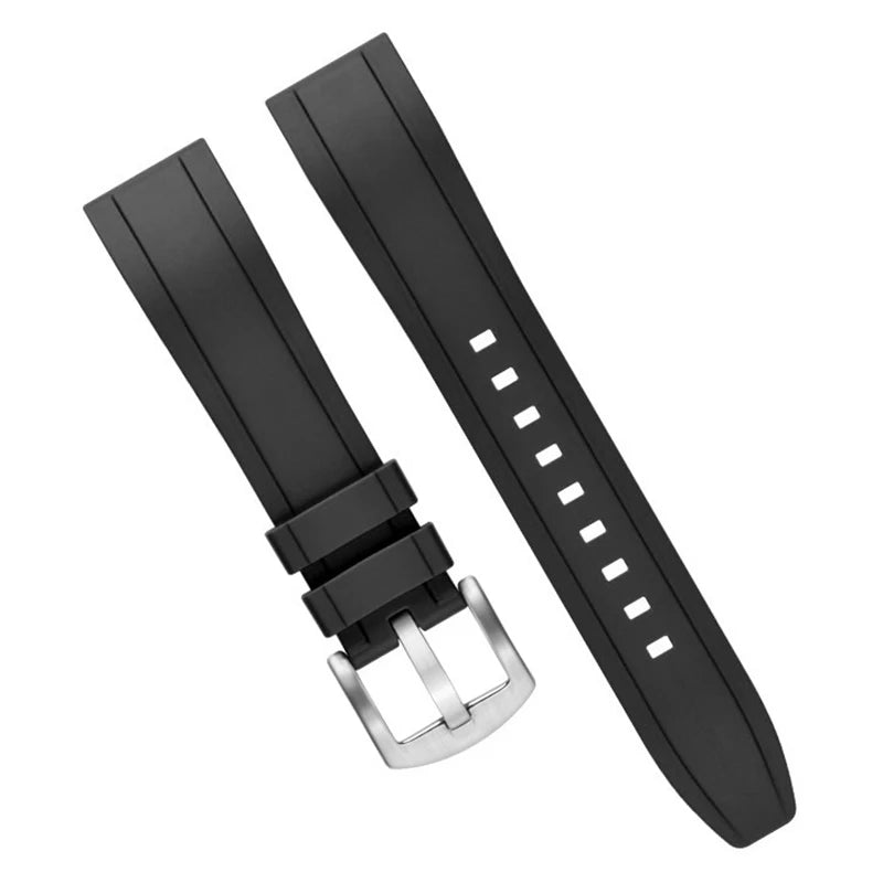 Silicone Sport Watch Strap – 20–24mm Quick-Release (Black/Green)