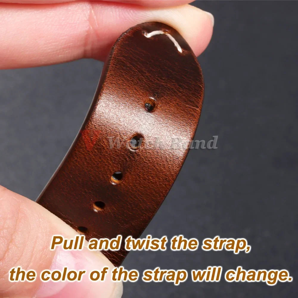 Vintage Oil Wax Leather Watch Strap – 18–24mm, Omega & Seiko