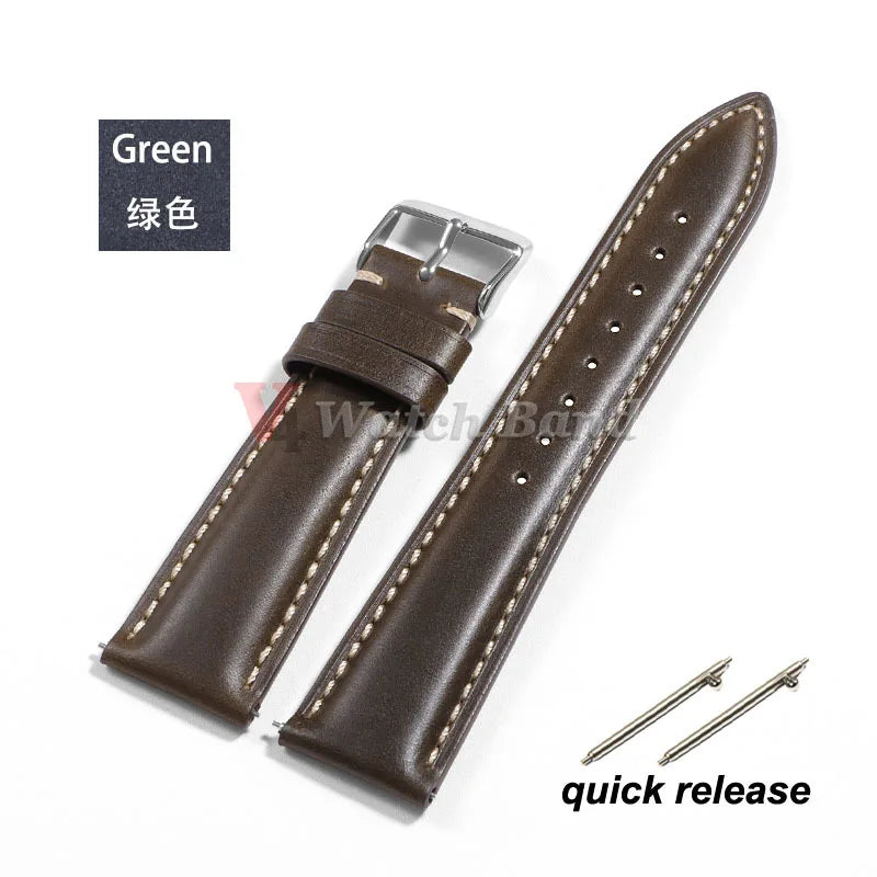 Vintage Oil Wax Leather Watch Strap – 18-22mm Brown for Samsung Galaxy