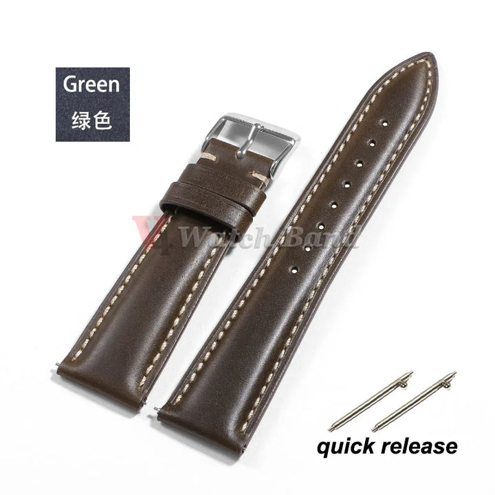 Vintage Oil Wax Leather Watch Strap – 18-22mm Brown for Samsung Galaxy