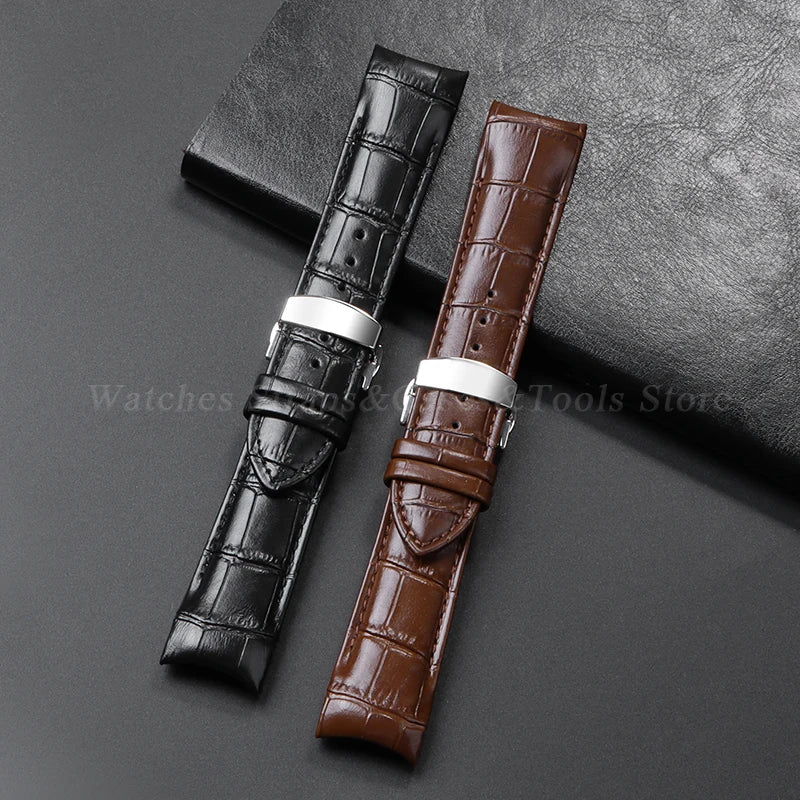 Calfskin Strap For Tissot T035 627/407/617 Genuine Leather Watch Band 22mm 23mm 24mm Butterfly Buckle Men Curved End Replacement