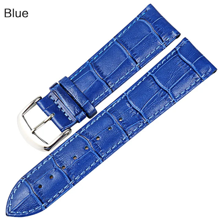 MAIKES Genuine Leather Blue Watch Strap 16-22mm