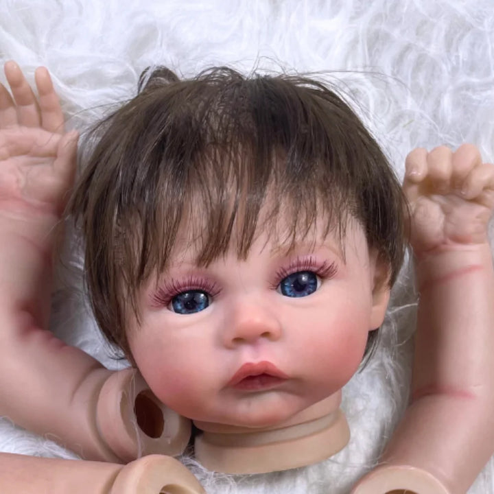 17″ Meadow Painted Reborn Doll Kit – 3D Skin, Rooted Hair & Cloth Body