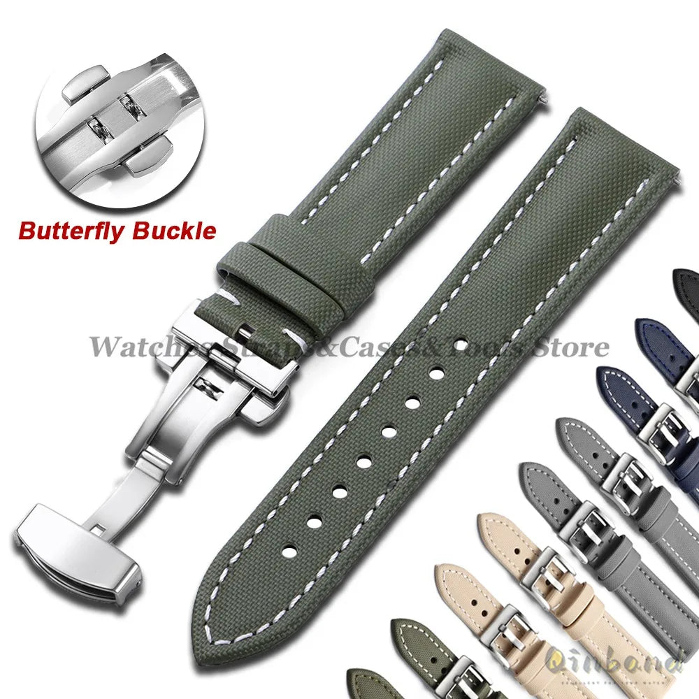 Sailcloth Nylon Watch Strap 18–22mm (Butterfly Buckle)