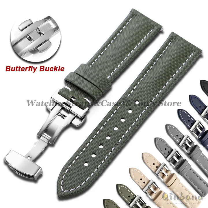 Sailcloth Nylon Watch Strap 18–22mm (Butterfly Buckle)