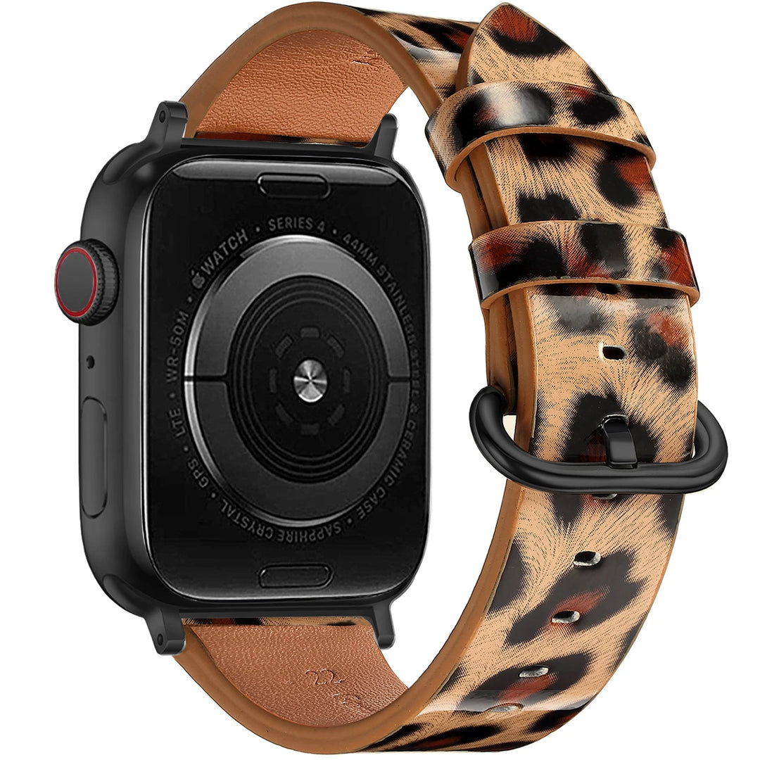 Leopard Leather Apple Watch Band for Women 38–49mm