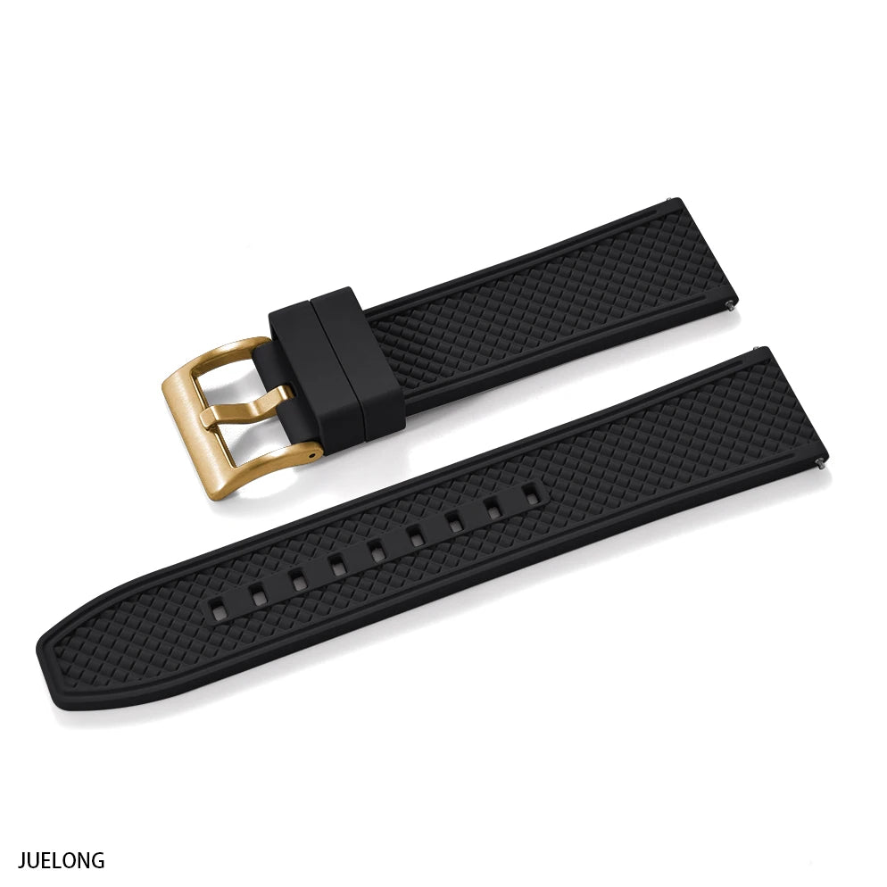 HAISCH Bullet-Shaped FKM Rubber Watch Strap – 18-24mm, Quick Release, Waterproof