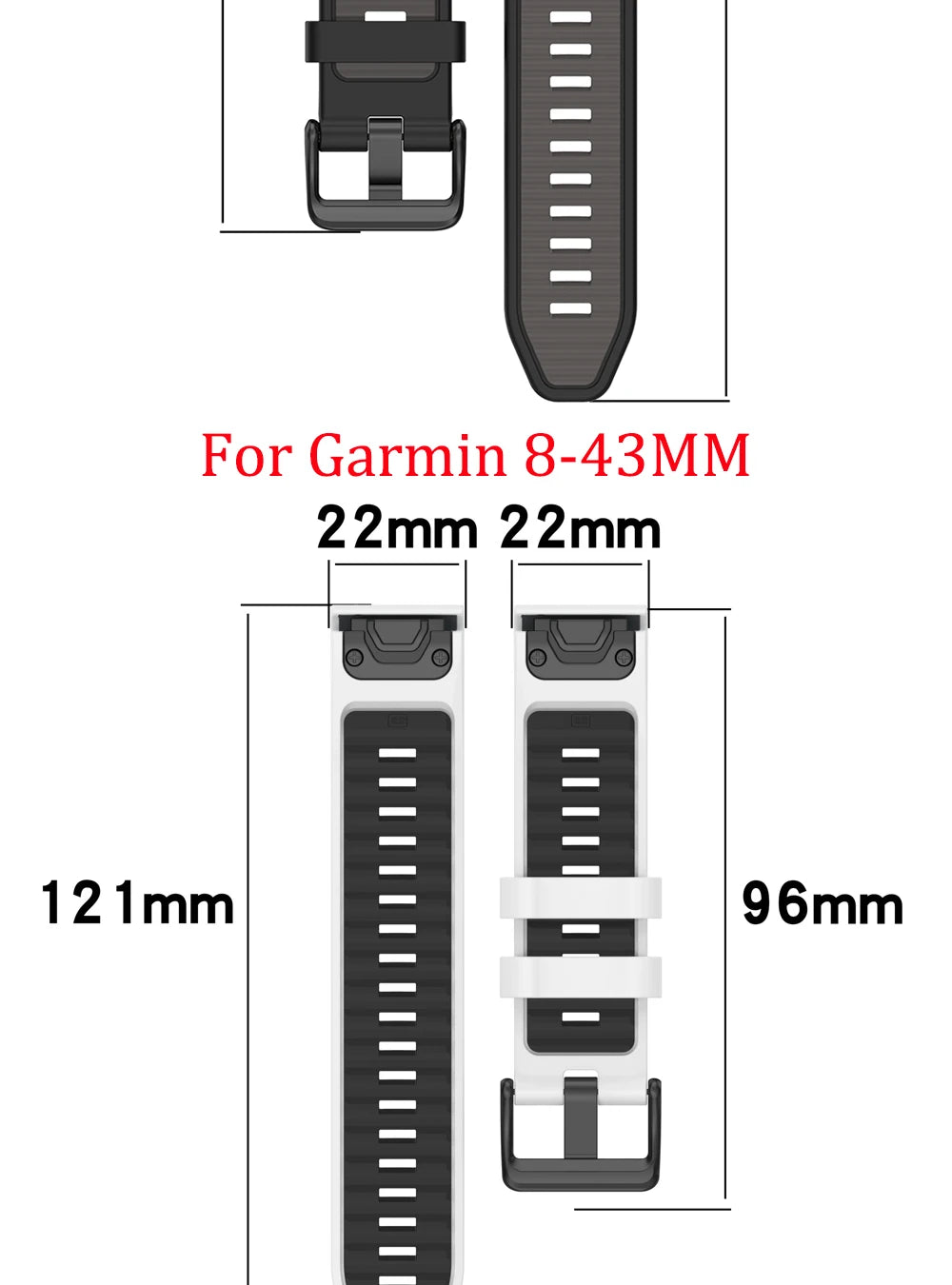 Title: Quick Release Silicone Watch Strap 20/22/26mm for Garmin Fenix 6–8 Series