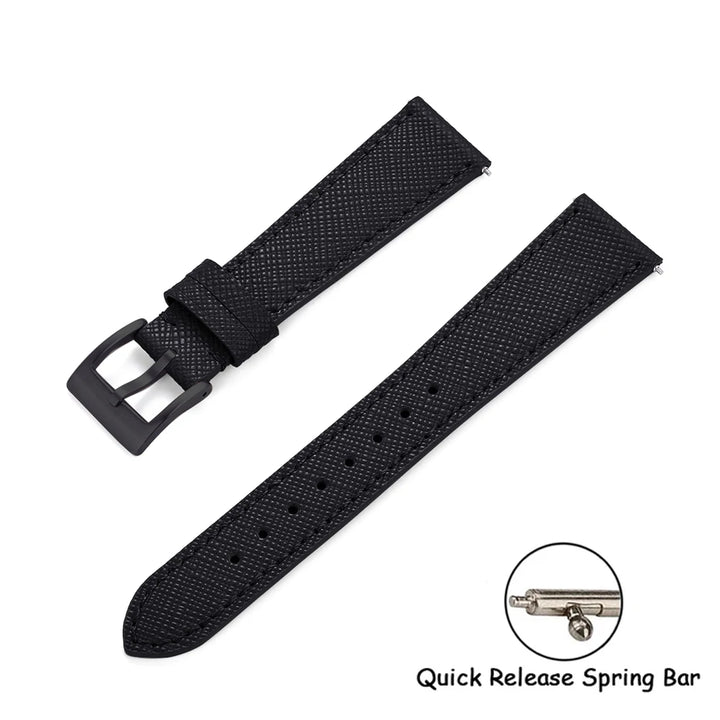 Quick Release Saffiano Leather Watch Strap – 18-24mm Universal