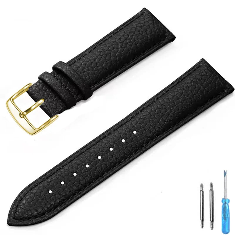 Genuine Leather Watch Band 12mm 14mm 16mm 18mm 20mm Watch Strap for Man Women High-quality Wrist Watchband + Tool