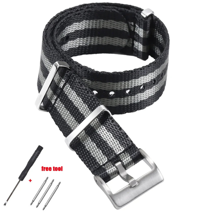 20mm High Density Nylon Watch Strap for Omega 007 Replacement Band for Rolex Premium Soft Straps Universal Sports Watch Band