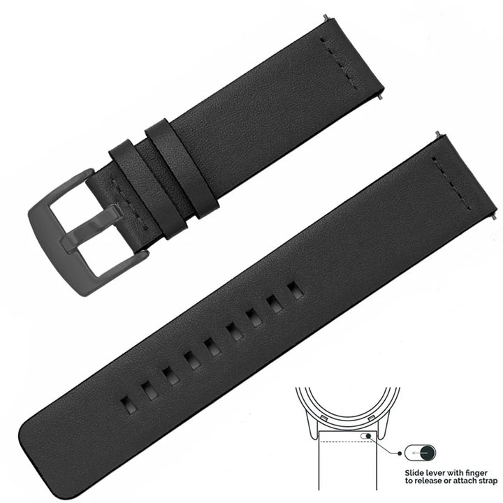 Genuine Leather Quick Release Watch Band 20–22mm for Huawei & Samsung Galaxy 45/46mm