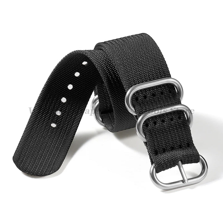 Sailcloth Nylon Watch Strap with Ring Buckle (18–24mm)