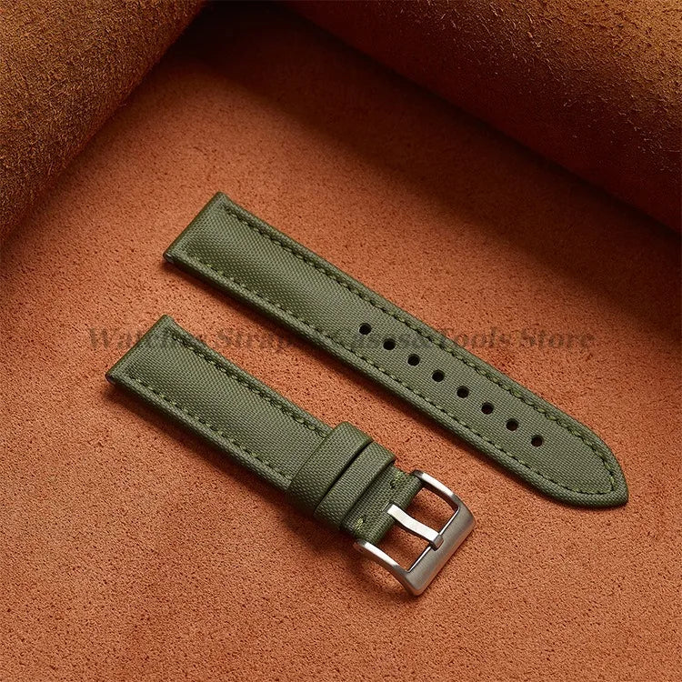 18mm 19mm 20mm 21mm 22mm Premium Sailcloth Watch Band for Omega for Seiko Divers Stitching Quick Release Army Green Sport Straps