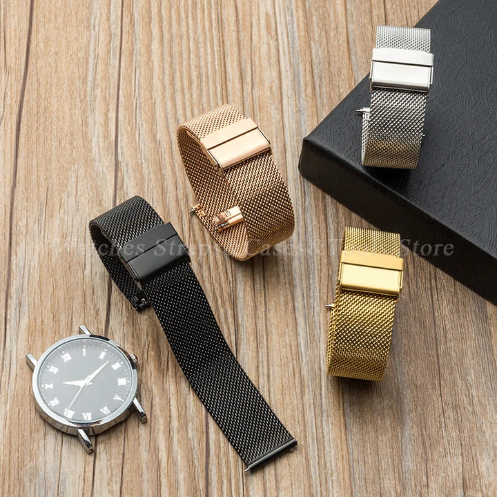 0.6mm Mesh Watch Band for DW for Omega Milanese Stainless Steel Strap Men Quick Release Bracelet 12/14/16/17/18/19/20/21/22/24mm