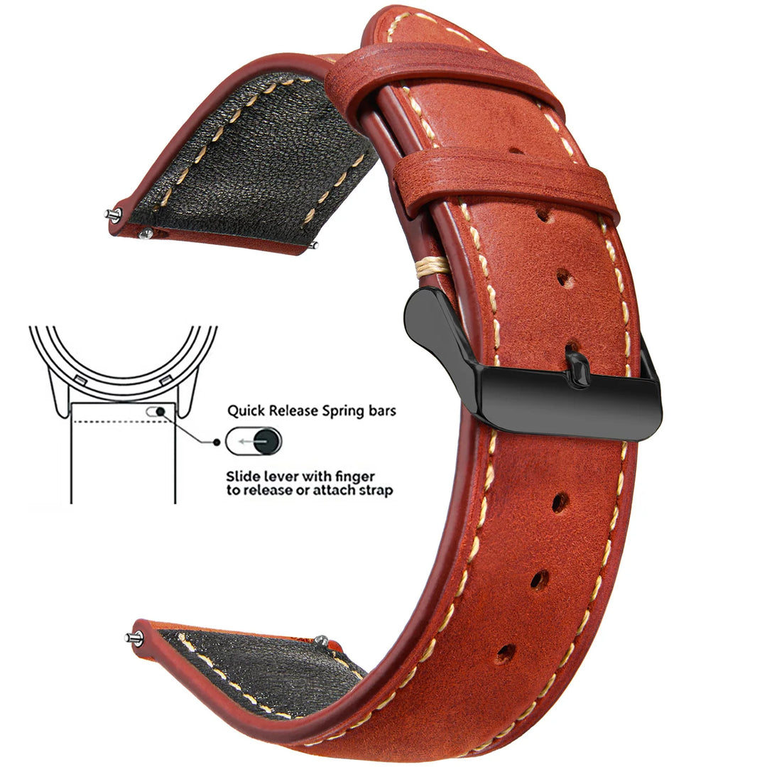Wax Vintage Leather Watch Strap 14–24mm