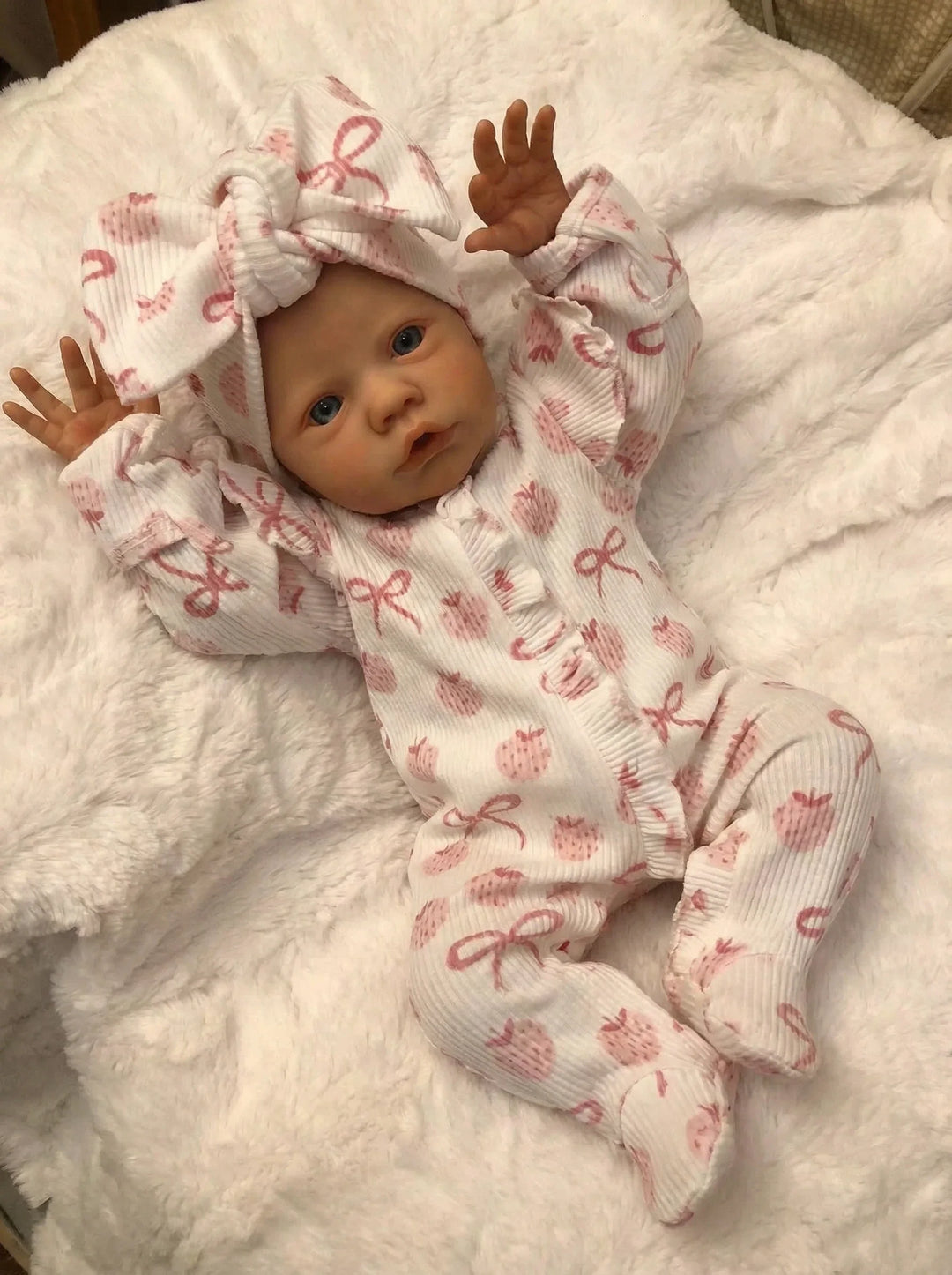 NPK 19inch Primrose Awake Reborn Baby Doll with Painted Hair Lifelike Soft Touch Art Doll Collectible