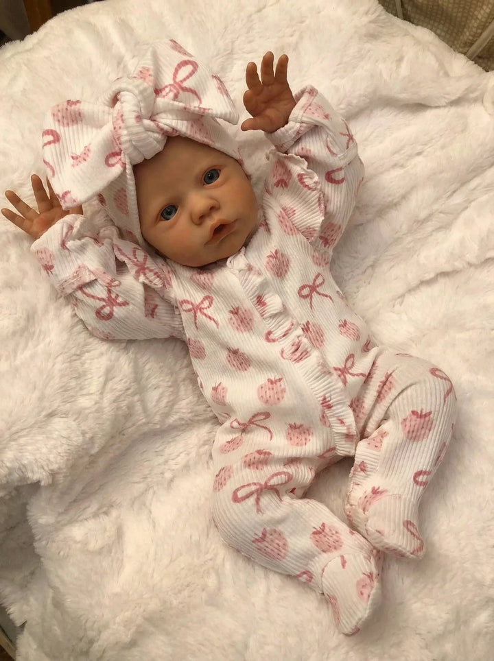 NPK 19inch Primrose Awake Reborn Baby Doll with Painted Hair Lifelike Soft Touch Art Doll Collectible