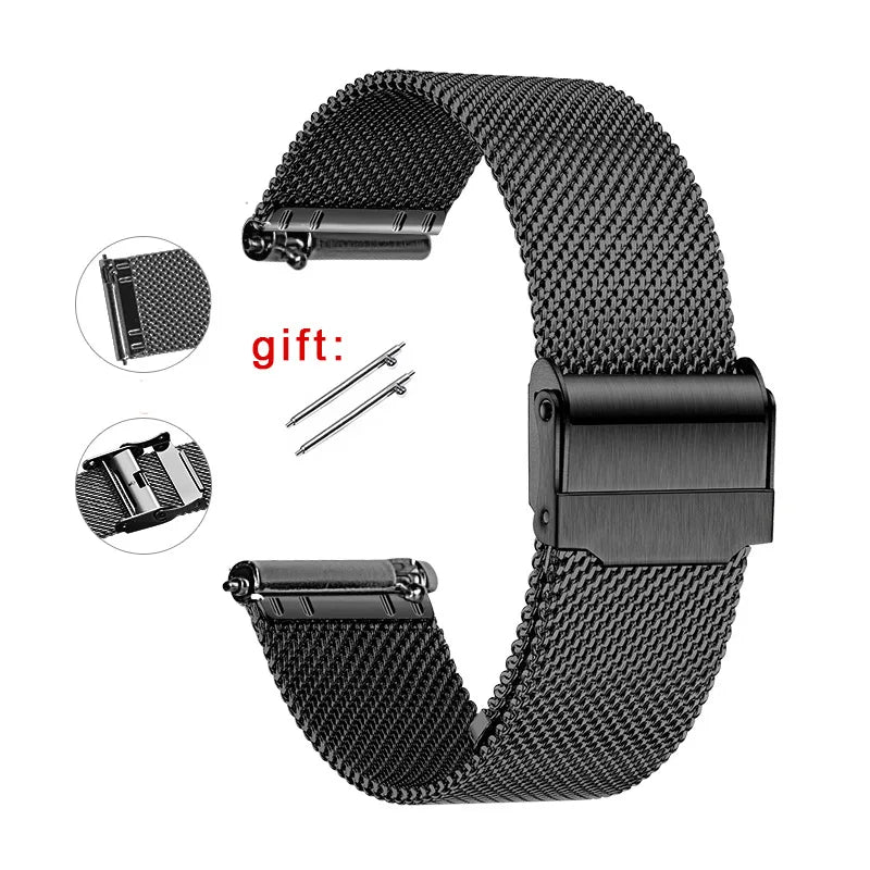 0.6mm Mesh Watch Band for DW for Omega Milanese Stainless Steel Strap Men Quick Release Bracelet 12/14/16/17/18/19/20/21/22/24mm