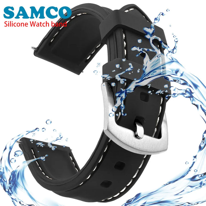 Silicone Rubber Watch Band 18–26mm (Soft & Comfortable Replacement Strap)