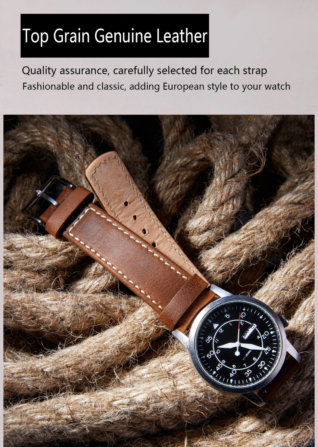 Genuine Top Grain Leather Quick Release Watch Band 20–22mm for Samsung Galaxy Watch