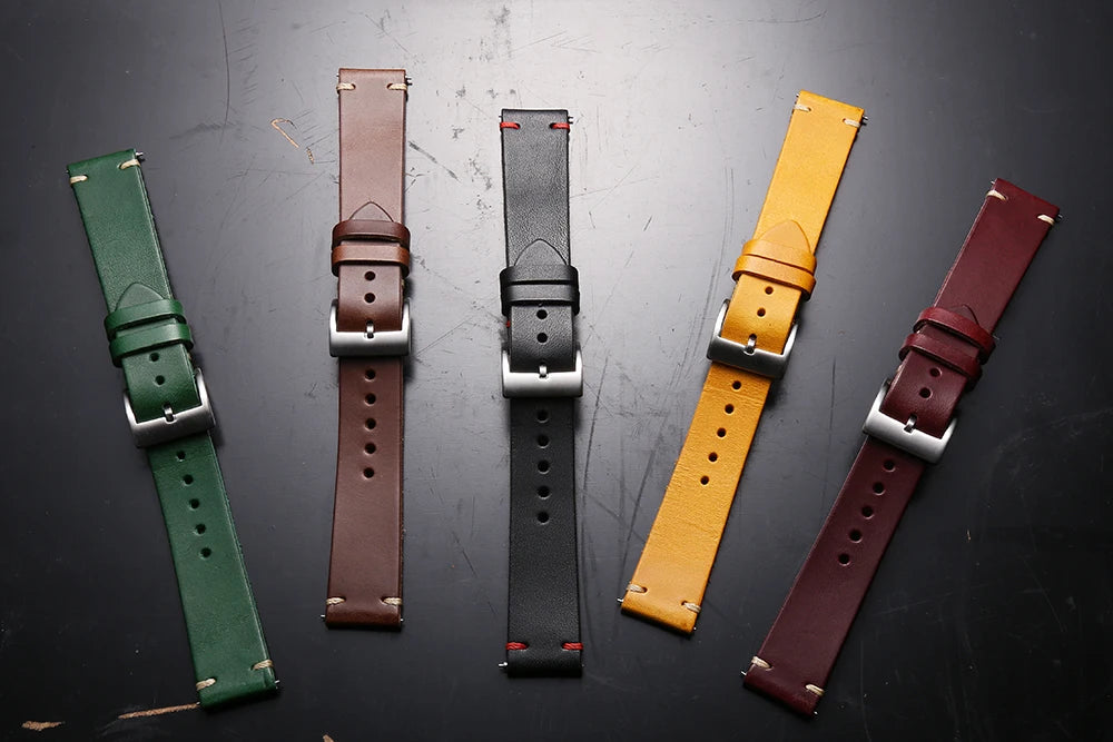 HEMSUT Leather Watch Bands Quick Release Italian Buttero Handmade Watch Strap Vintage Replacement Wrap Of 18mm 20mm 22mm