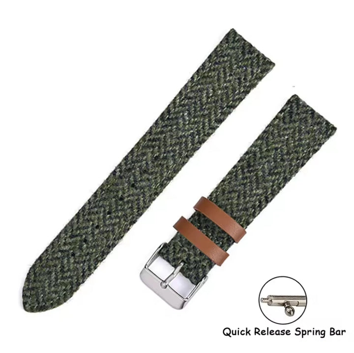 Wool Weave Vintage Leather Quick Release Watch Strap – 18/20/22mm