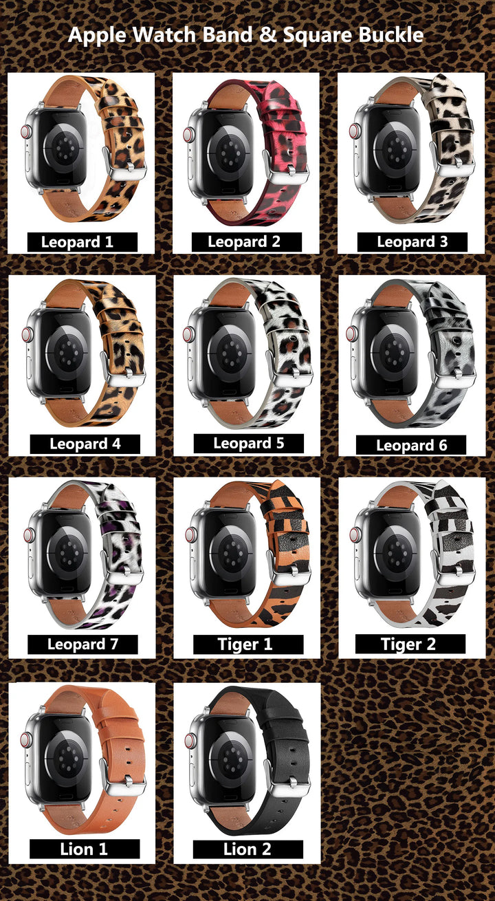 Leopard Leather Apple Watch Band for Women 38–49mm