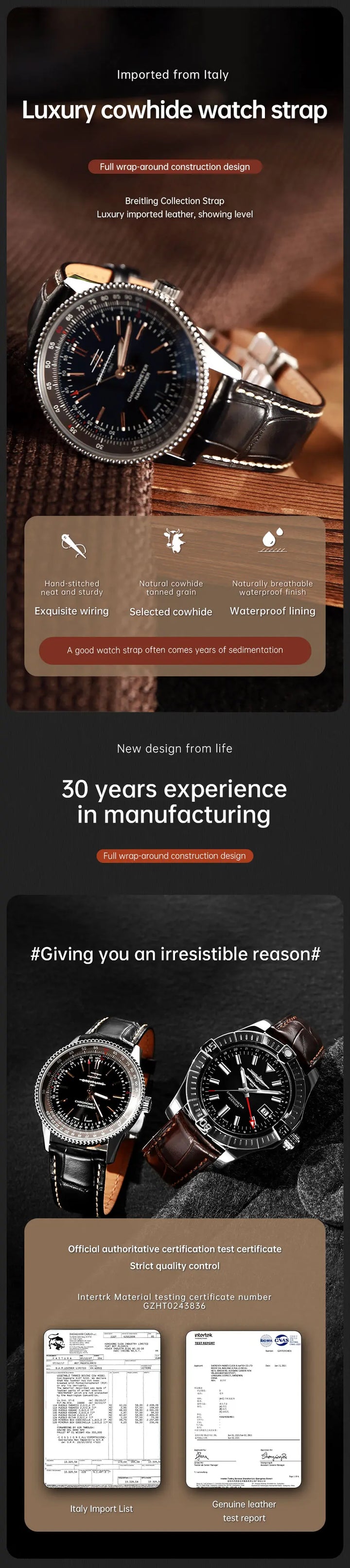 Maikes Top Quality Leather Watch Strap 20mm 22mm Accessories Watchbands Braceletes For Longines Jaeger-LeCoultre Watch Band