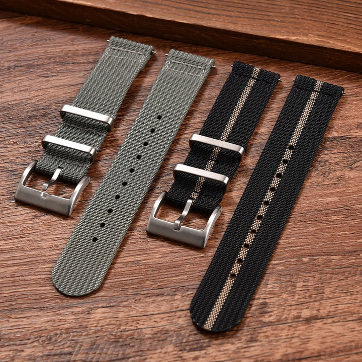 NATOBELT Nylon Sailcloth Ribbed Strap 18mm 20mm 22mm Premium Grade Quick Release Military Ribbed Nylon Watch Bands