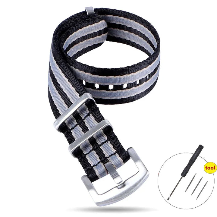 High‑Density Nylon Watch Strap – 20/22mm, Military Style