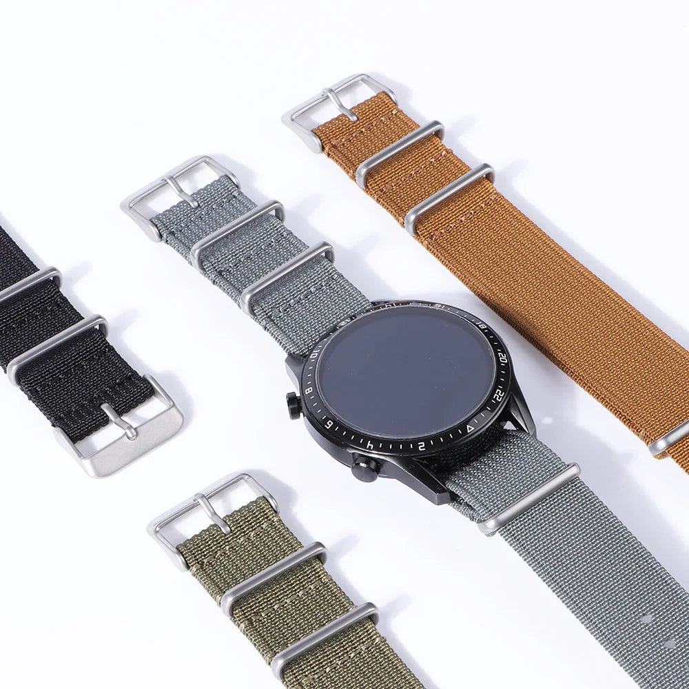 18mm 20mm 22mm High Quality Nylon Strap Military for Rolex Braid Ribbed Sport Bracelet for Samsung Galaxy Watch4/3/5 Watchband