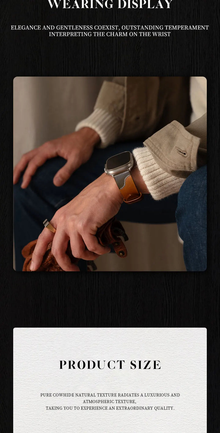 Bicolor Leather Apple Watch Band Series 10 & Ultra 41–49mm – MAIKES
