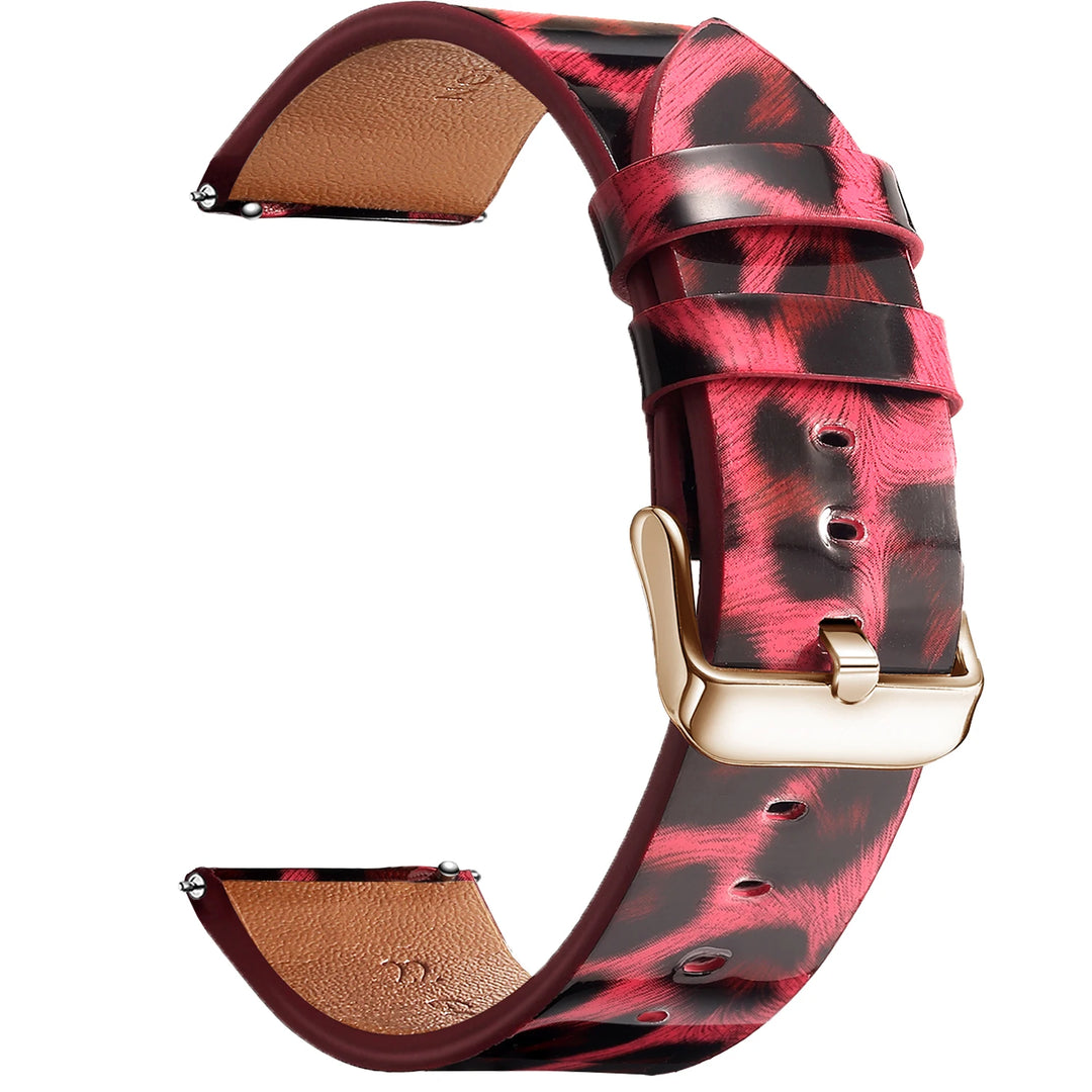 Leopard Print Leather Watch Band 20/22mm (Quick Release)