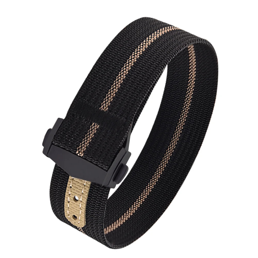 JUELONG Canvas Sailcloth Watch Strap 18mm 20mm 22mm Rubber Hole Sport Waterproof Folding Buckle Watchband For Omega Swatch Moon