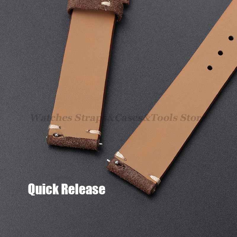 Vintage Suede Leather Watch Band 14–22mm for Omega & Seiko (Handmade,