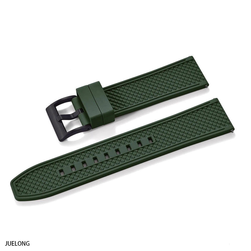 HAISCH Bullet-Shaped FKM Rubber Watch Strap – 18-24mm, Quick Release, Waterproof