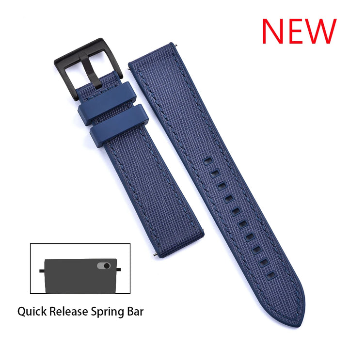 JUELONG New Design FKM Watch Strap 20mm 22mm Quick Release Hybrid Fluoro Rubber Saffiano Leather Watchbands