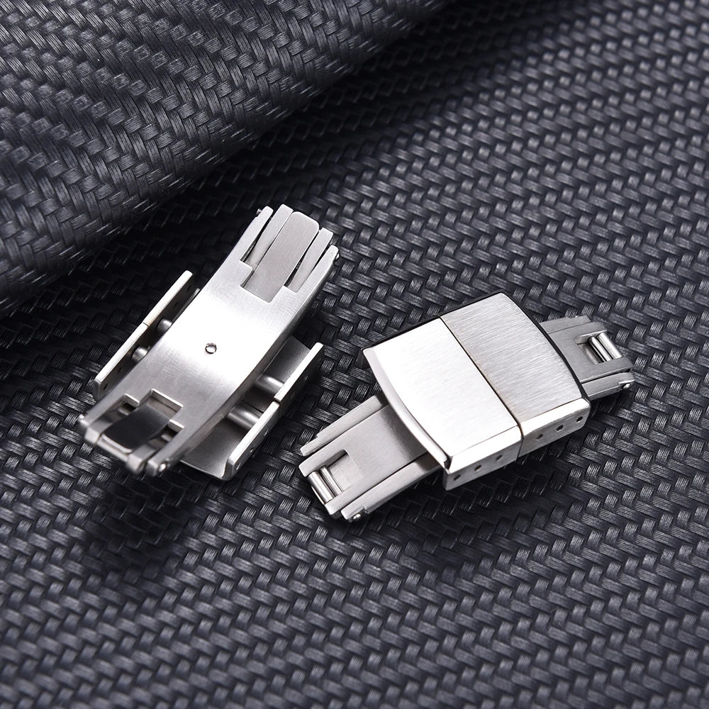 Stainless Steel Butterfly Buckle – 16/18mm, Double Pull Folding Clasp