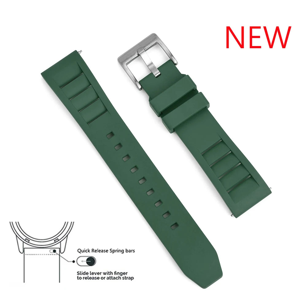 Premium Fluoro Rubber Watch Band Quick Release FKM Rubber Watch Strap 20mm 22mm Watch Strap Watch Replacement Watchband