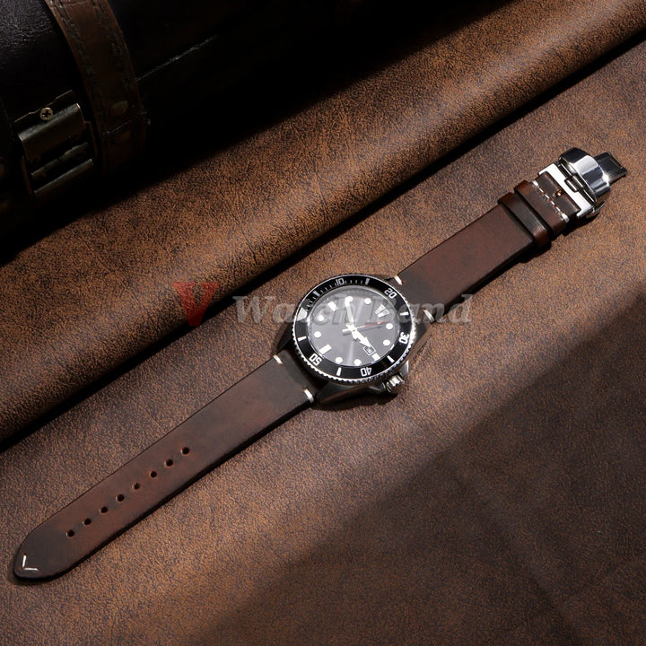 Handmade Retro Oil Wax Genuine Calfskin Strap 18mm 19mm 20mm 21mm 22mm 24mm Quick Release Belt Men Women Watch Band Accessories