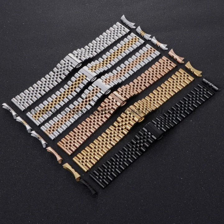 Solid Stainless Steel Watch Band 12–22mm for Rolex (Flat & Curved Ends)