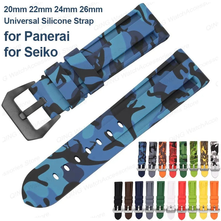 Universal Silicone Rubber Watch Strap – Sport Wristband (20-26mm)